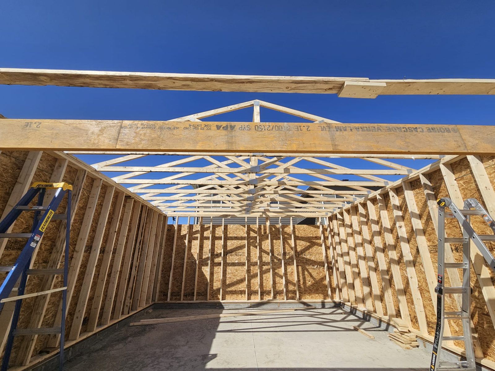 Wood framing of a new structure in Calgary